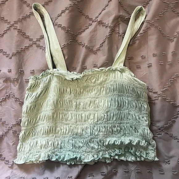 American Eagle ruffed teal cropped tank - Picture 6 of 6